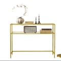 Miniatyrbillede 1 af 6: Rootz Console Table - Indgangsbord - Sofabord - Stilfuld guldfinish - Metal & glas - 100 cm x 35 cm x 80 cm