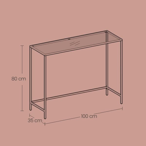 Rootz Gold Console Table - Sofatic - Sidobord - Hållbart glas - Metallram - 100 cm x 35 cm x 80 cm
