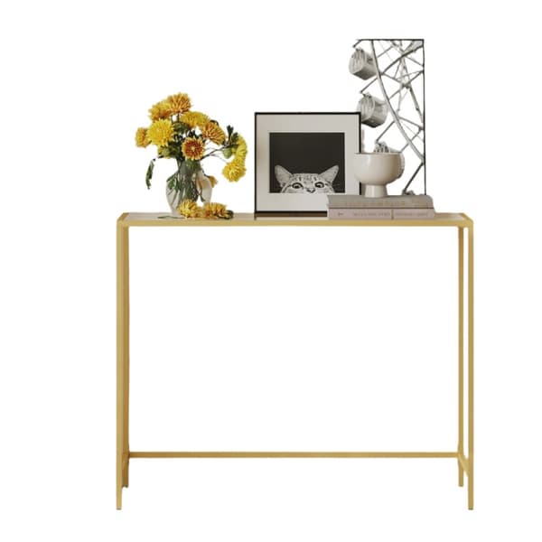 Rootz Gold Console Table - Sofatic - Sidobord - Hållbart glas - Metallram - 100 cm x 35 cm x 80 cm