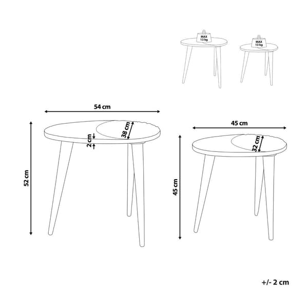 Sæt med 2 sideborde i mørkt mangotræ, KHETUA Lumarko!
