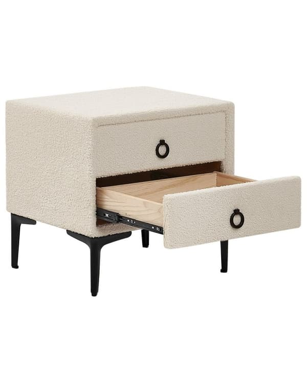 Natbord med 2 skuffer SEZANNE Boucle Off-white Lumarko!