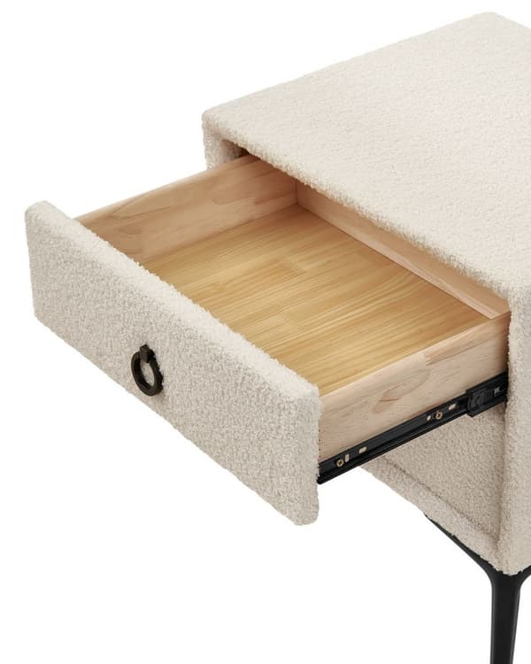 Natbord med 2 skuffer SEZANNE Boucle Off-white Lumarko!