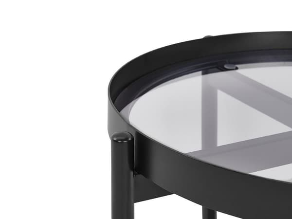 Sidebord i glas, lyst træ med sort RENO Lumarko!