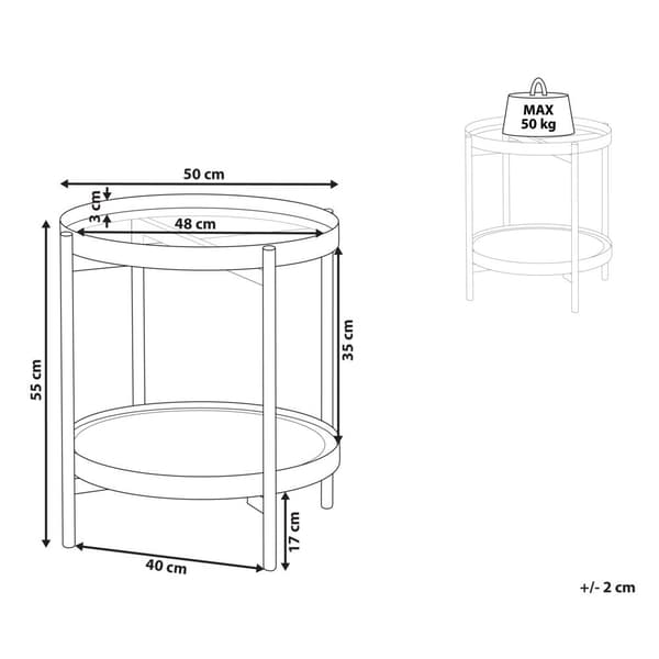Sidebord i glas, lyst træ med sort RENO Lumarko!