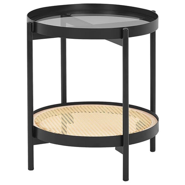 Sidebord i glas, lyst træ med sort RENO Lumarko!