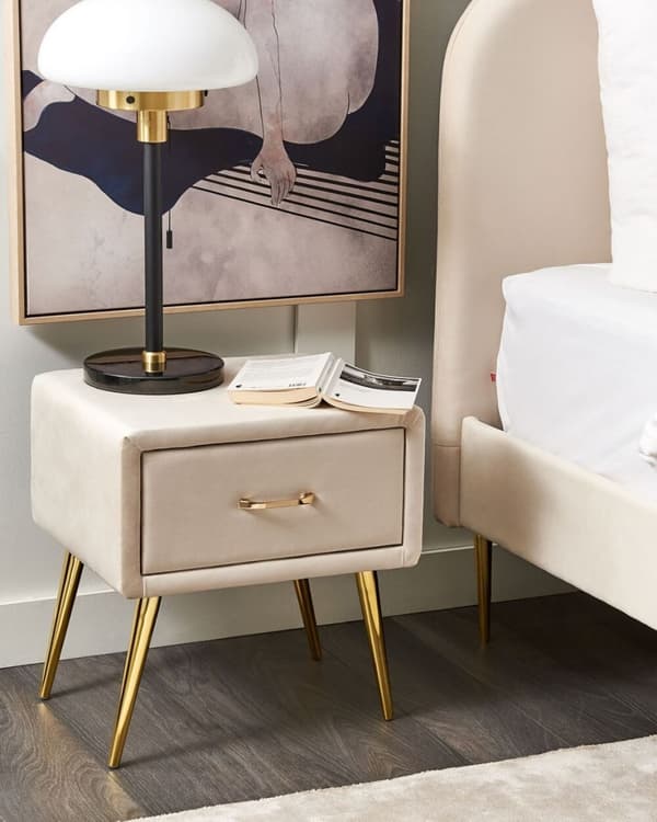 FLAYAT Sengebord Velour Lys Beige Lumarko!