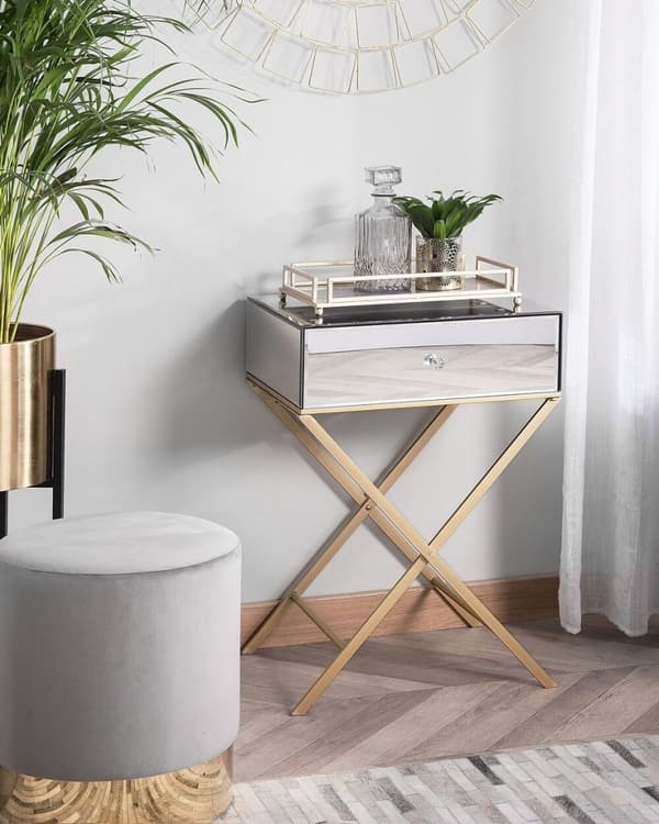 VIVY Sidebord Glas Sølv Lumarko!