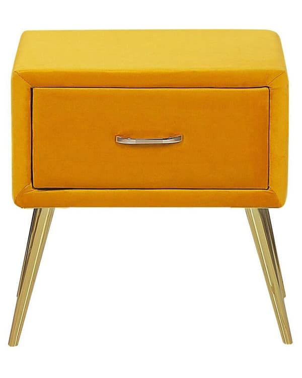 Natbord med 1 skuffe FLAYAT velour sennep Lumarko!