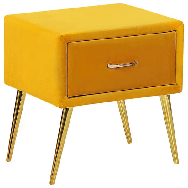 Natbord med 1 skuffe FLAYAT velour sennep Lumarko!