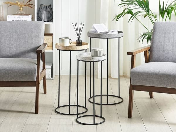Sæt med 3 sideborde, granitlook, TEXON Lumarko!