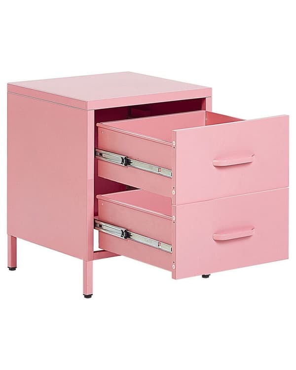 Natbord med 2 skuffer MALAVI Metal Pink Lumarko!