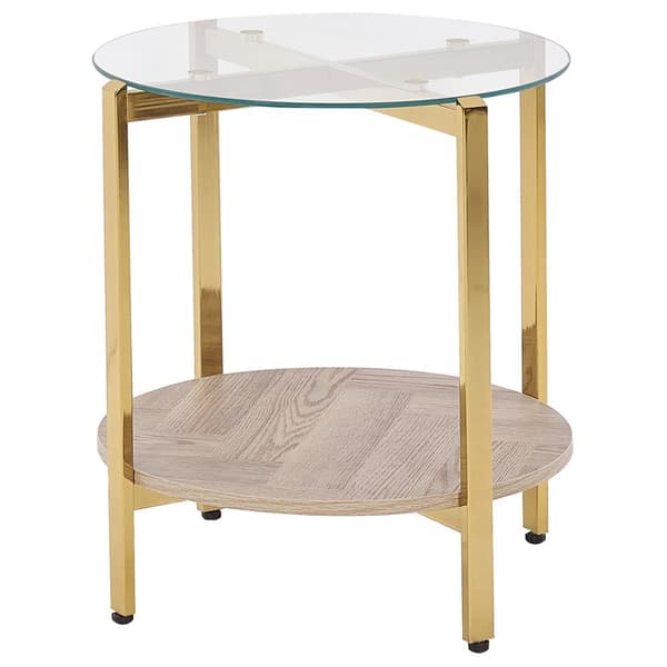 Sidebord i glas, lyst træ med guld LOVELL Lumarko!