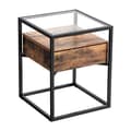 Miniatyrbillede 1 af 7: Sidebord, sidebord i hærdet glas med skuffe og hylde, natbord, industrielt i stuen, stabilt stål