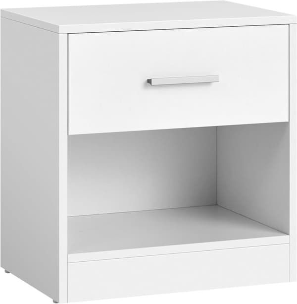 Natbord, sidebord med skuffe, håndtag, åbent rum, endebord, til soveværelse, stue, klassisk hvid