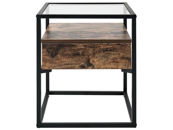 Sidebord med skuffe i glas, mørkt træ med sort MAUK Lumarko!