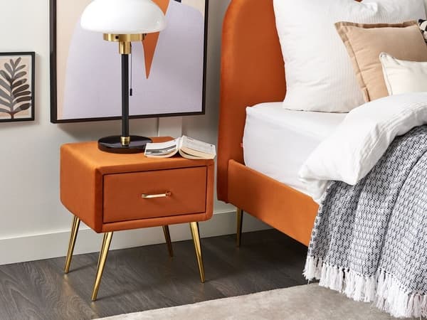 Orange fløjls sengebord FLAYAT Lumarko!