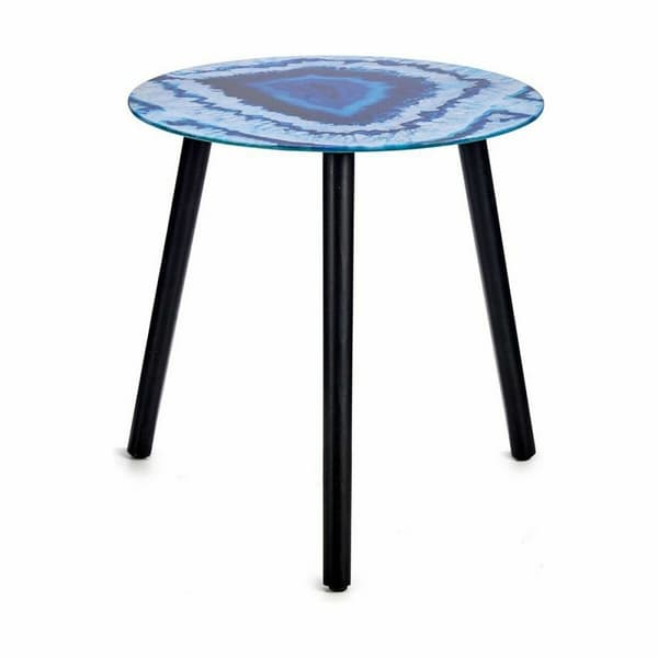 Sidobord Marmor Blå Svart Glas 40 x 41,5 x 40 cm (4 antal)