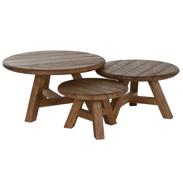 3-bordsset Home ESPRIT teakträ 80 x 80 x 43 cm
