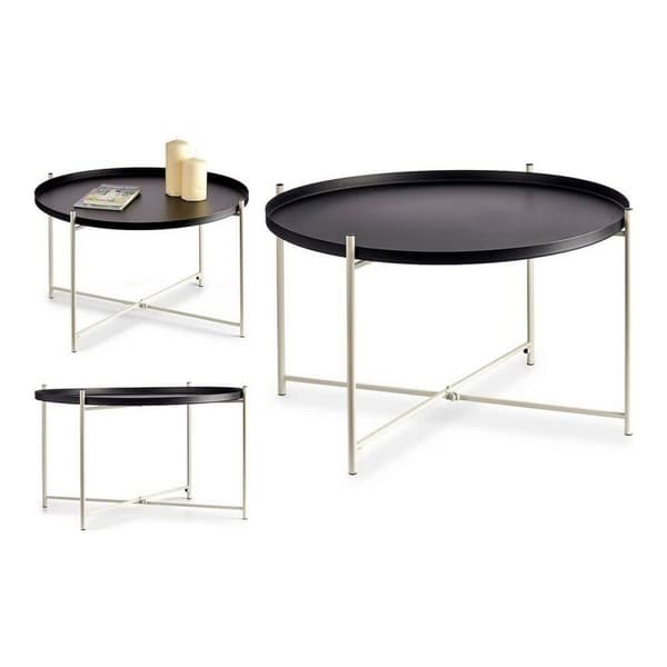 Sofabord Sort Hvid Metal (76,5 x 46 x 76,5 cm)