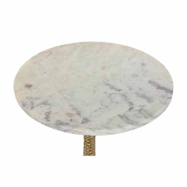 Lille serveringsbord DKD Home Decor Hvid Gylden 40 x 40 x 61 cm