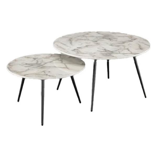 Sæt med 2 borde DKD Home Decor Hvid Gylden 80 x 80 x 45 cm