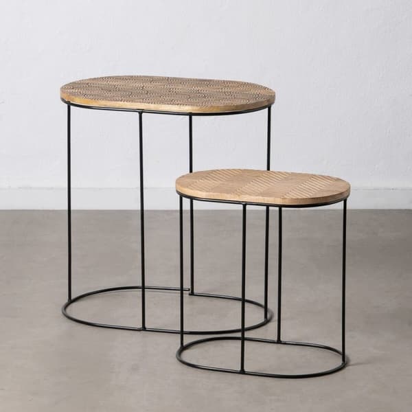 Sofabord 60 x 39,5 x 60 cm Natur Sort Metal Træ (2 enheder)