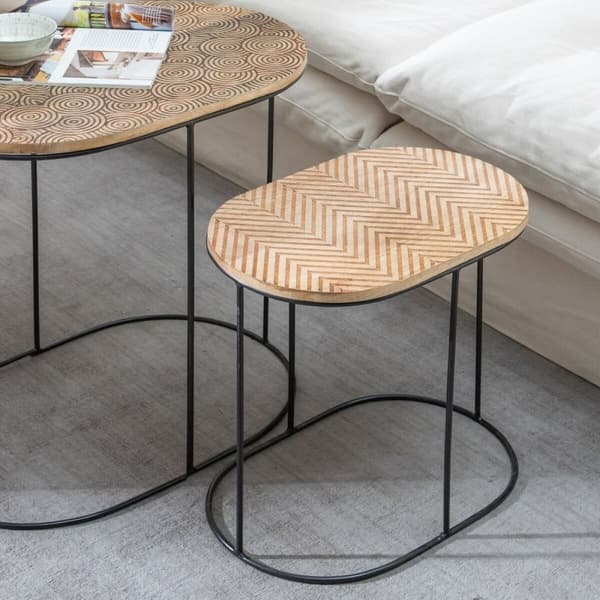 Sofabord 60 x 39,5 x 60 cm Natur Sort Metal Træ (2 enheder)