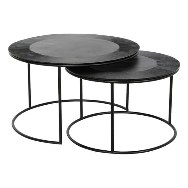Sæt med 2 borde DKD Home Decor Sort Metal Aluminium 76 x 76 x 44 cm