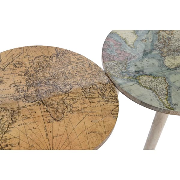 Sofabord Home ESPRIT Hvid Lys brun Mangotræ 40 x 40 x 47,5 cm (2 enheder)