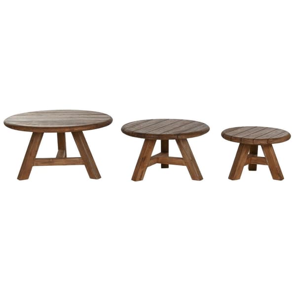 Sæt med 3 borde Home ESPRIT Teak 80 x 80 x 43 cm