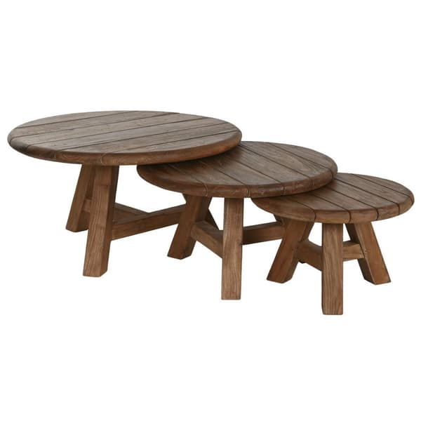 Sæt med 3 borde Home ESPRIT Teak 80 x 80 x 43 cm