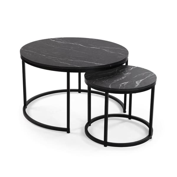 Sæt med 2 borde Versa Aurea 48 x 48 x 42 cm 80 x 80 x 48 cm