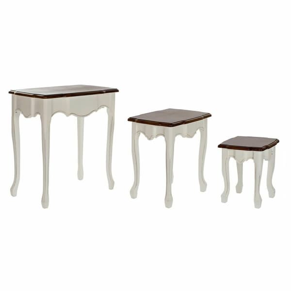 Sæt med 3 borde DKD Home Decor Hvid Brun 60 x 40 x 66 cm
