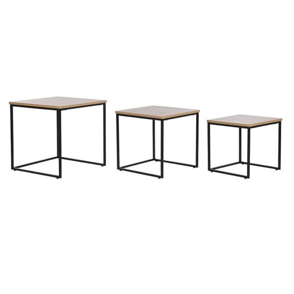 Sæt med 3 borde DKD Home Decor Sort Metal 45 x 45 x 45 cm Træ MDF