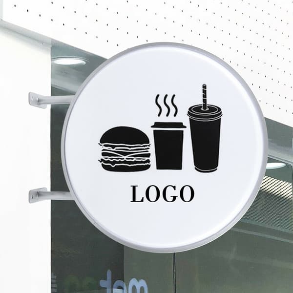 60 cm LED Dubbel Sidig Rund Reklamljuslåda, Vattentät, Korrosionsbeständig,VIT