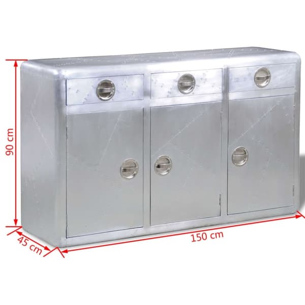 vidaXL aluminiumsskænk 3 skuffer vintagestil veteranfly