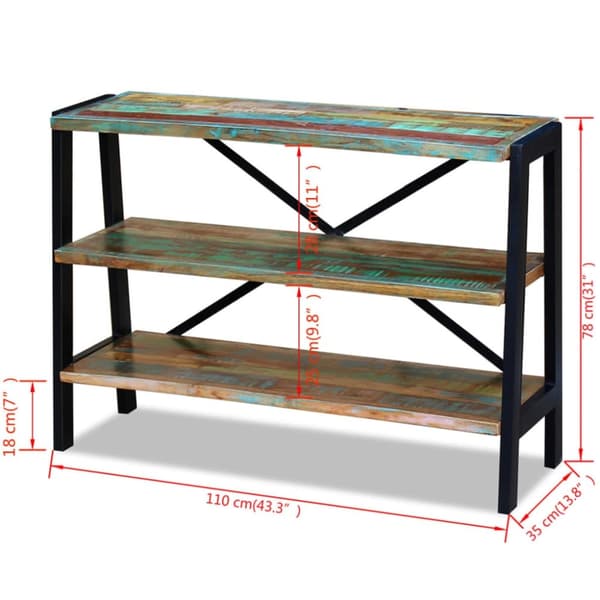 vidaXL sidebord 3 hylder massivt genbrugstræ