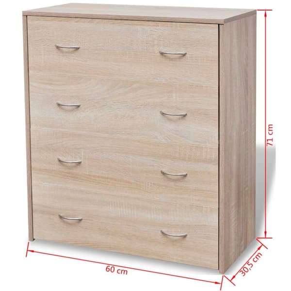 vidaXL Senkki 4 vetolaatikolla 60 x 30,5 x 71 cm tammenvärinen