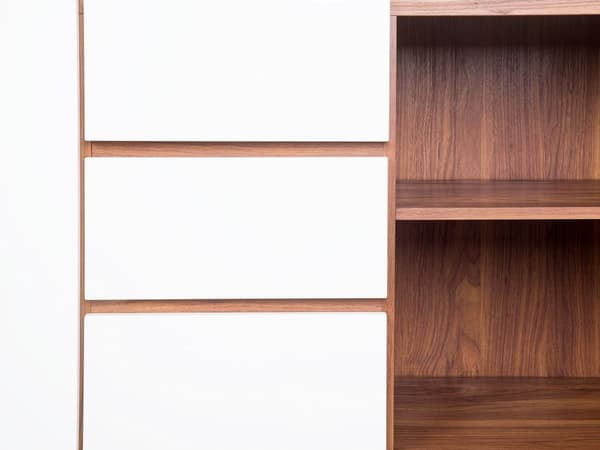 Sidobord Vit Mörk Trä 3 Lådor 2 Byråar Modern Skandinavisk