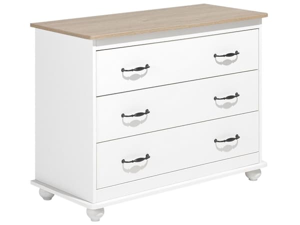 Byrålådor Vit 3 Lådor Sidobord Förvaring Trasig Chic Fransk Design