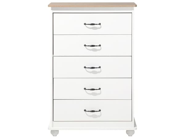 Byrålådor Vit med Ljus trä 5 Lådor Sidobord Förvaring Minimalistisk Skandinavisk Stil