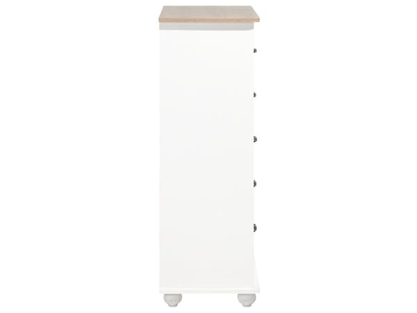 Byrålådor Vit med Ljus trä 5 Lådor Sidobord Förvaring Minimalistisk Skandinavisk Stil
