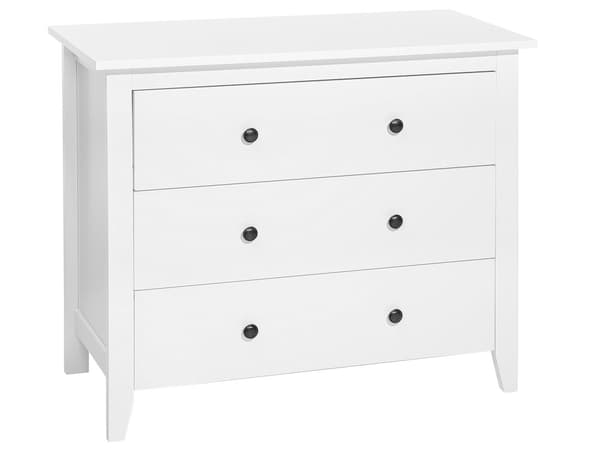 Sidobord med 3 Lådor Vit Byrå Sovrum Vardagsrum Modern Minimalistisk