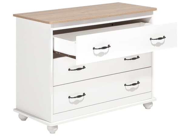 Lipasto valkoinen 100 x 79 x 45 cm MDF-levy puu metalli 3 laatikkoa viilutettu