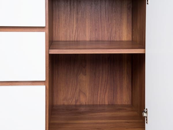 Senkki tumma puu/valkoinen 115 x 82 x 40 cm MDF-levy matta kaapit hyllyt laatikot
