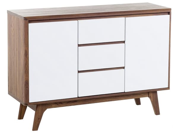 Senkki tumma puu/valkoinen 115 x 82 x 40 cm MDF-levy matta kaapit hyllyt laatikot