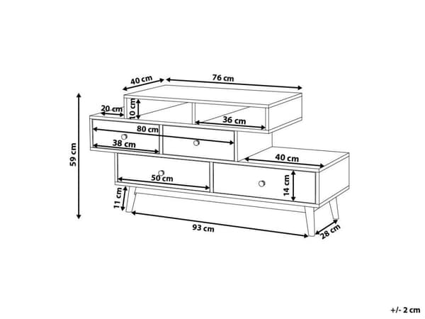 Lipasto vaalea puu 120 x 59 x 40 cm MDF-levy puu 4 laatikkoa 2 hyllyä skandinaavinen