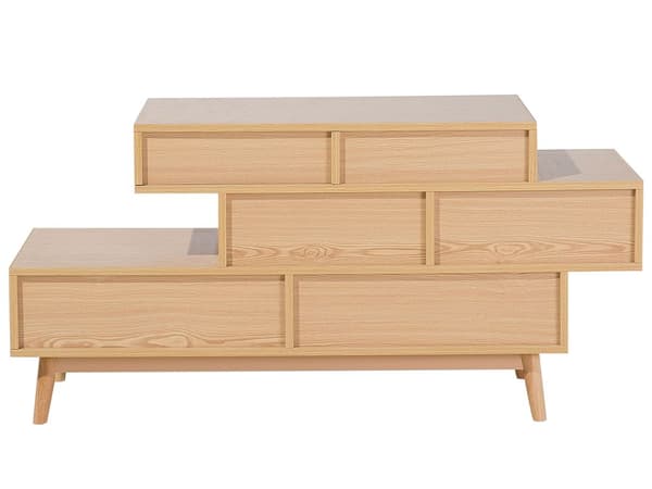 Lipasto vaalea puu 120 x 59 x 40 cm MDF-levy puu 4 laatikkoa 2 hyllyä skandinaavinen