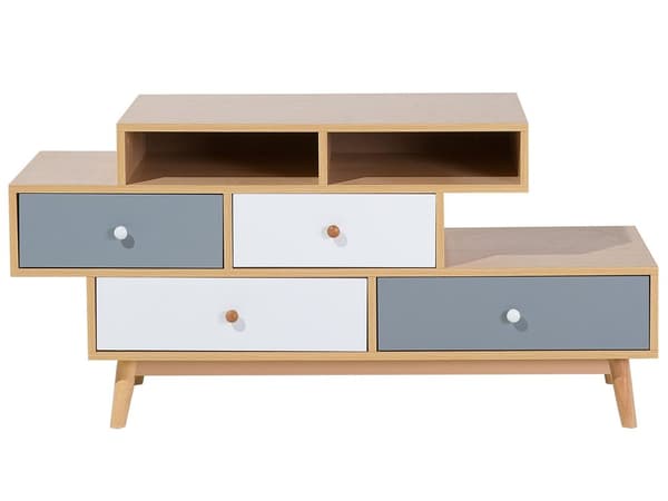 Sidobord Brun 4 Lådor 2 Hyllor Asymmetrisk Design Skandinavisk