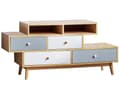 Miniatyrbillede 1 af 9: Kommode med Skuffer Grå Hvid Træ 59 x 115 cm 4 Skuffer Moderne Hylder